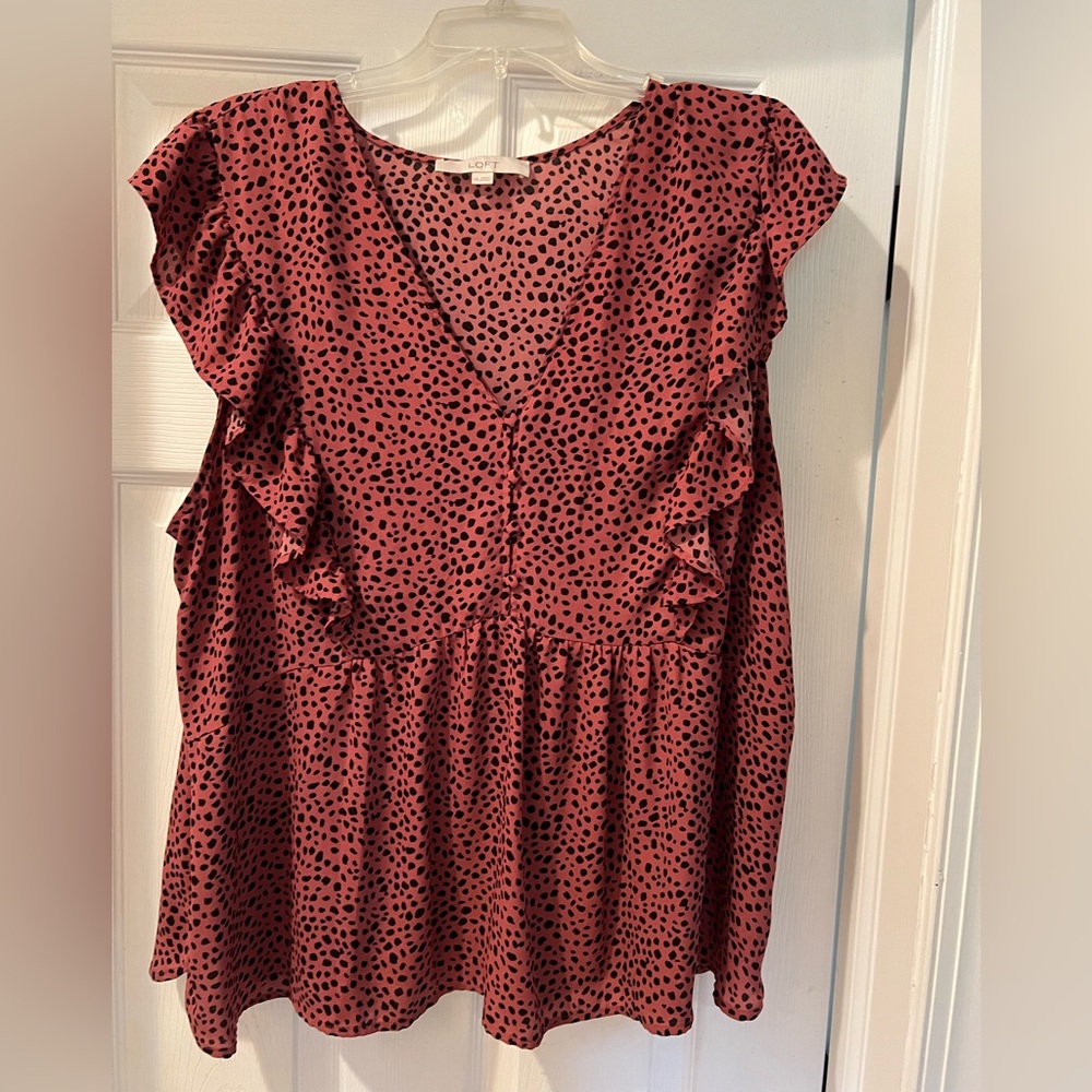 Loft leopard print blouse with button detail XXL